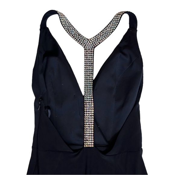 JOVANI Navy Blue Formal Dress sz 2 Halter Sleeveless Rhinestones Full Lengrh - Picture 8 of 14